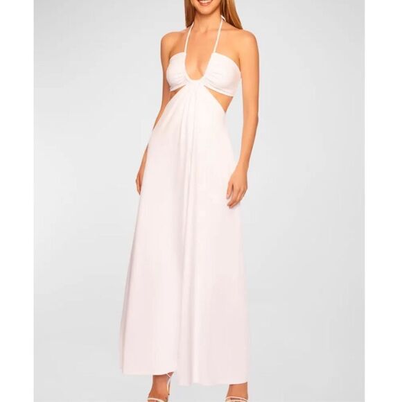 Susana Monaco U-Cutout Halter Maxi Dress in Sugar NWT Size Medium